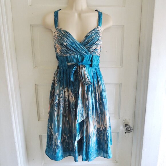 Anthropologie Dresses & Skirts - Anthro Lil Blue & Peach Caballo Falls 100% Silk Dress 4